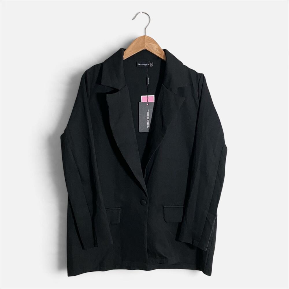 PrettyLittleThing Pocket Blazer Black Oversized Women’s Petite 4